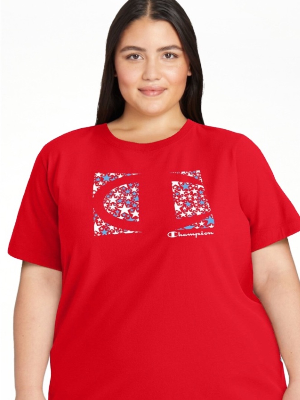 Champion Red Short Sleeve Logo Tee with Star Print